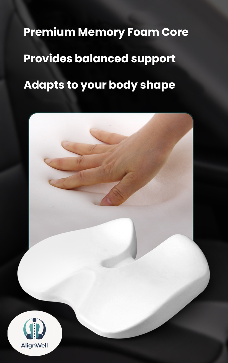 Ergonomic Memory Foam Seat Cushion For Tailbone & Posture Comfort