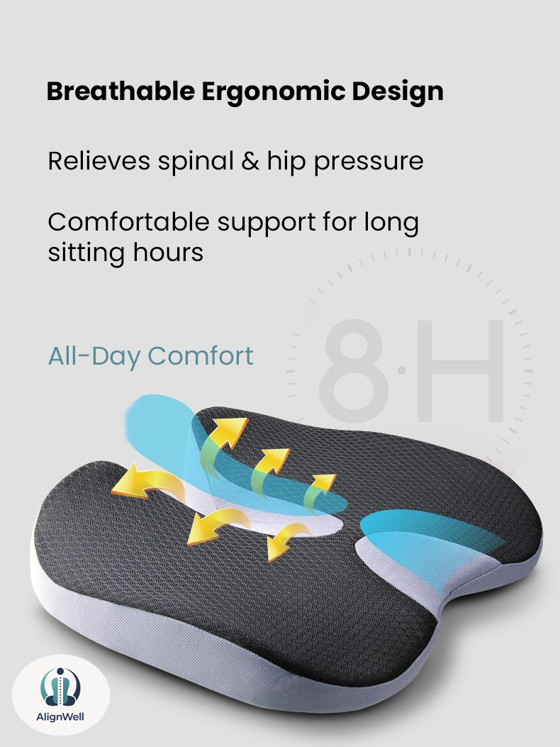 Ergonomic Memory Foam Seat Cushion For Tailbone & Posture Comfort